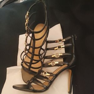 Caged Dress Sandal Heel with buckle detail